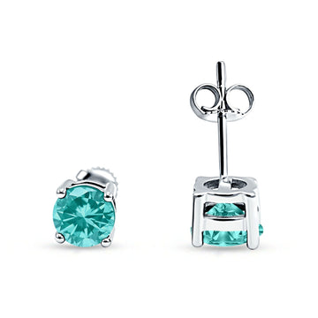 Solitaire Stud Earring Paraiba Tourmaline CZ 925 Sterling Silver Wholesale